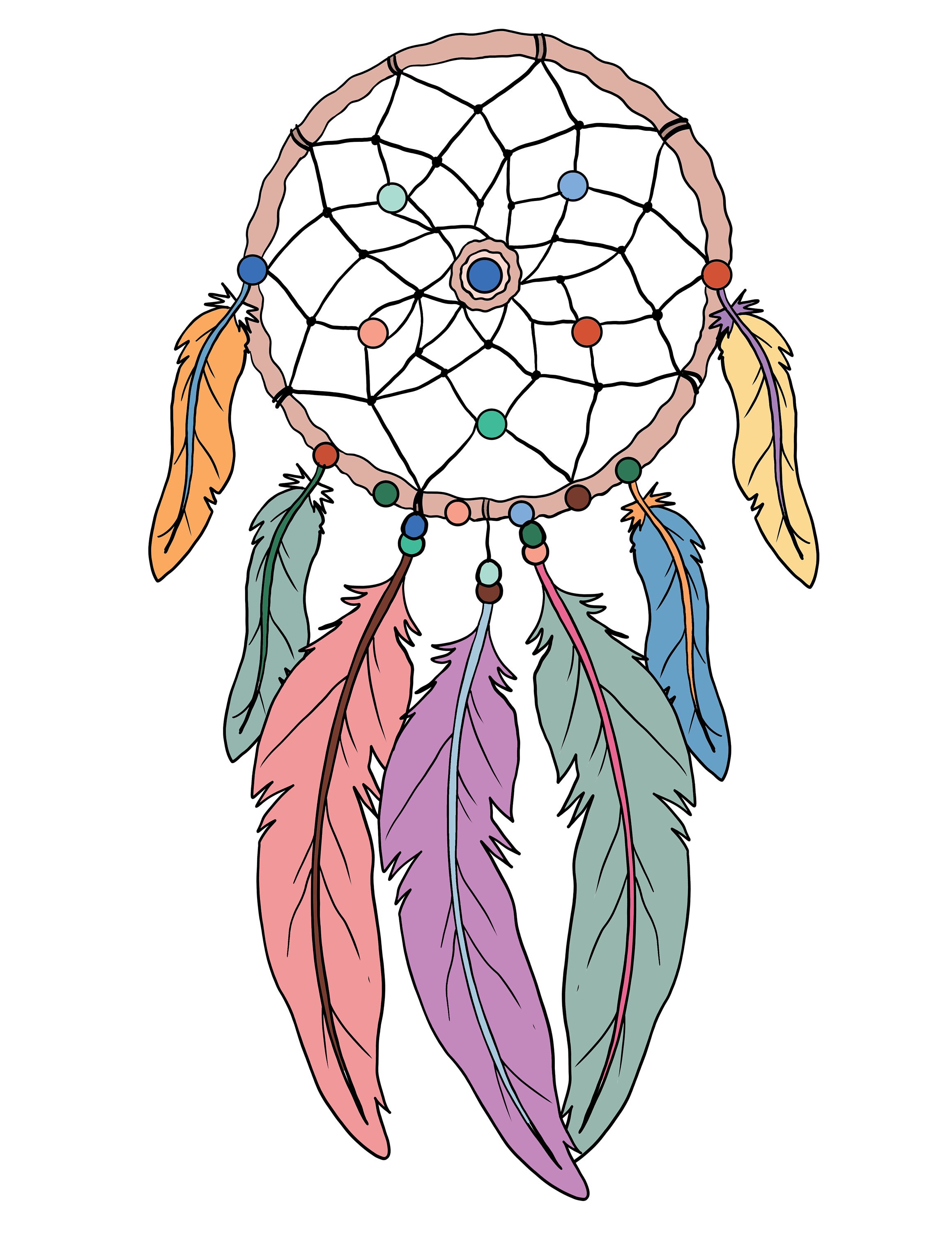 Dreamcatcher Coloring Page / Digital Download / Beautiful Dreamcatcher Boho - Etsy