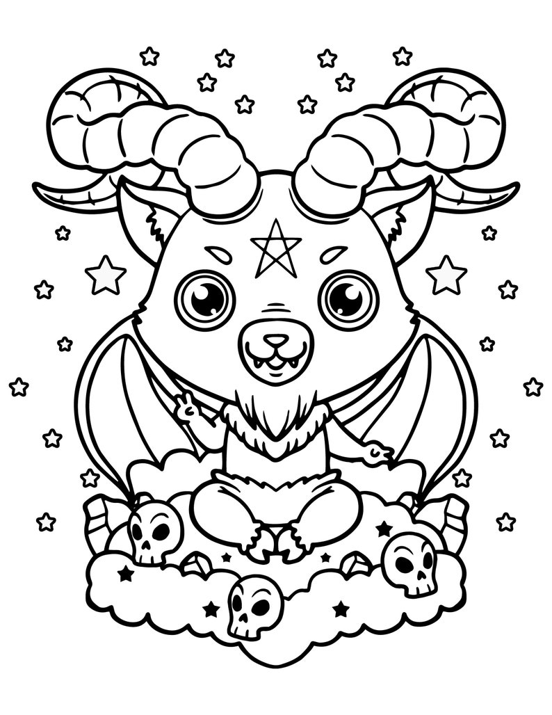 Printable Pastel Krampus / Pastel Goth Coloring Pages / Etsy Australia