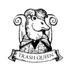 Funny Trash Queen Possum Printable / Animal Print Opossum / Digital Download / Trash Animal Coloring Page