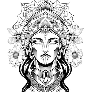 Printable Goddess Kali Art Coloring Page / Digital Download / Hindu ...