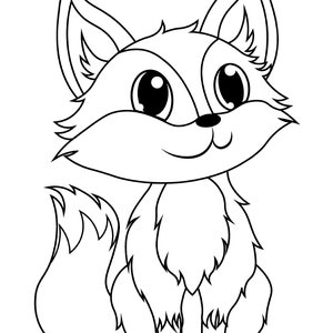 Printable Cute Little Fox / Digital Download / Cute Fox Coloring Pages ...