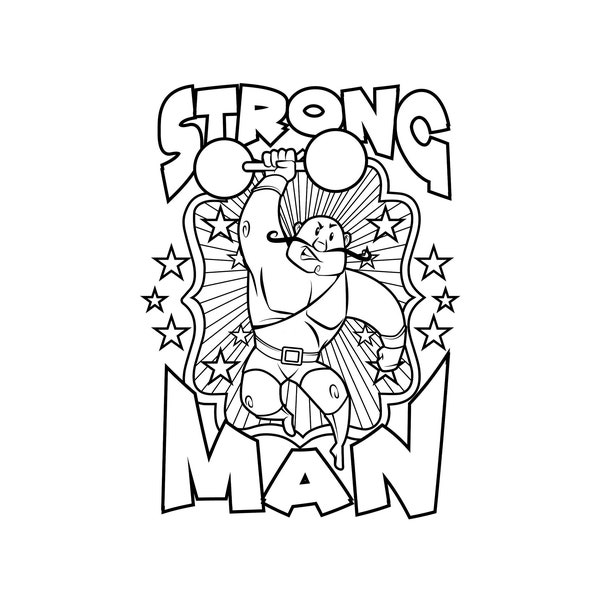 Printable Carnival Strong Man / Digital Download / Circus Coloring Page / Carnival Themed Party