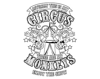 Circus Party Coloring Page - Etsy