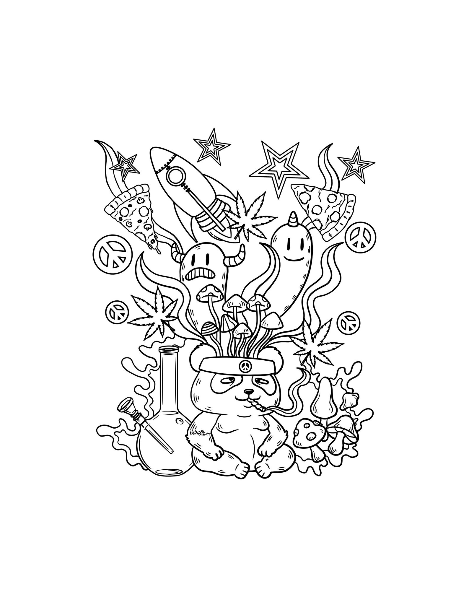 Trippy Stoner Printable Coloring Pages / Digital Download / | Etsy