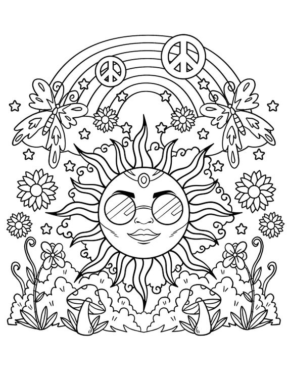 Hippie Coloring Page
