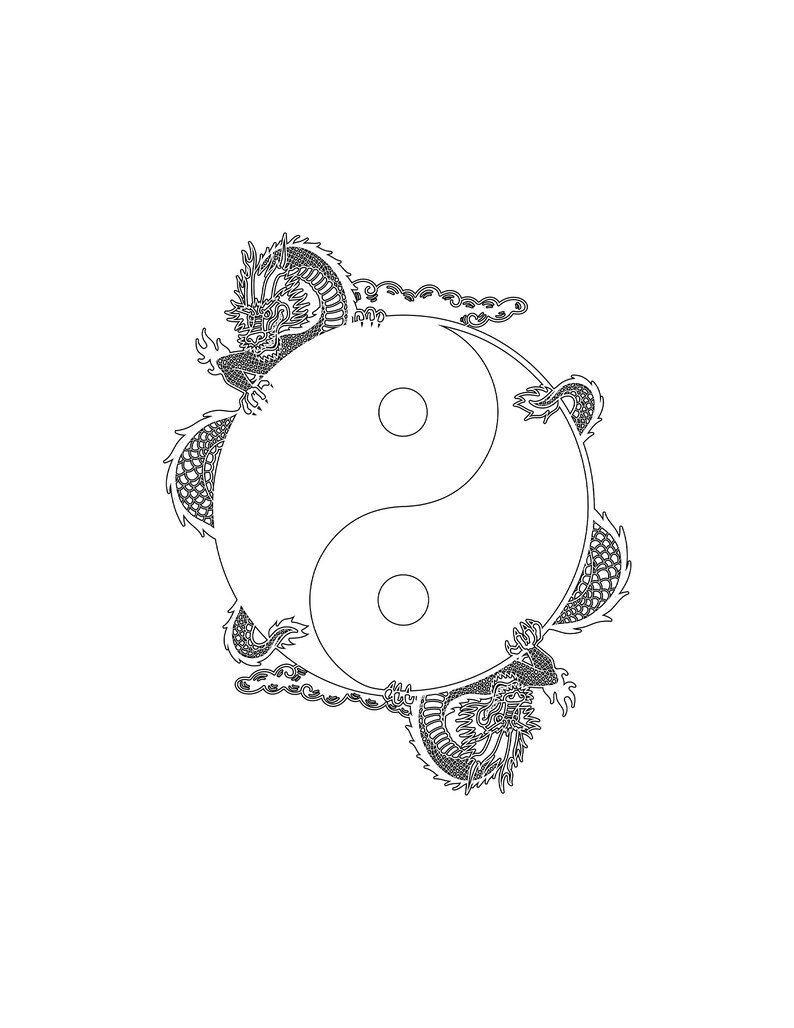 Printable Dragon Yin Yang / Digital Download / Yin Yang Etsy