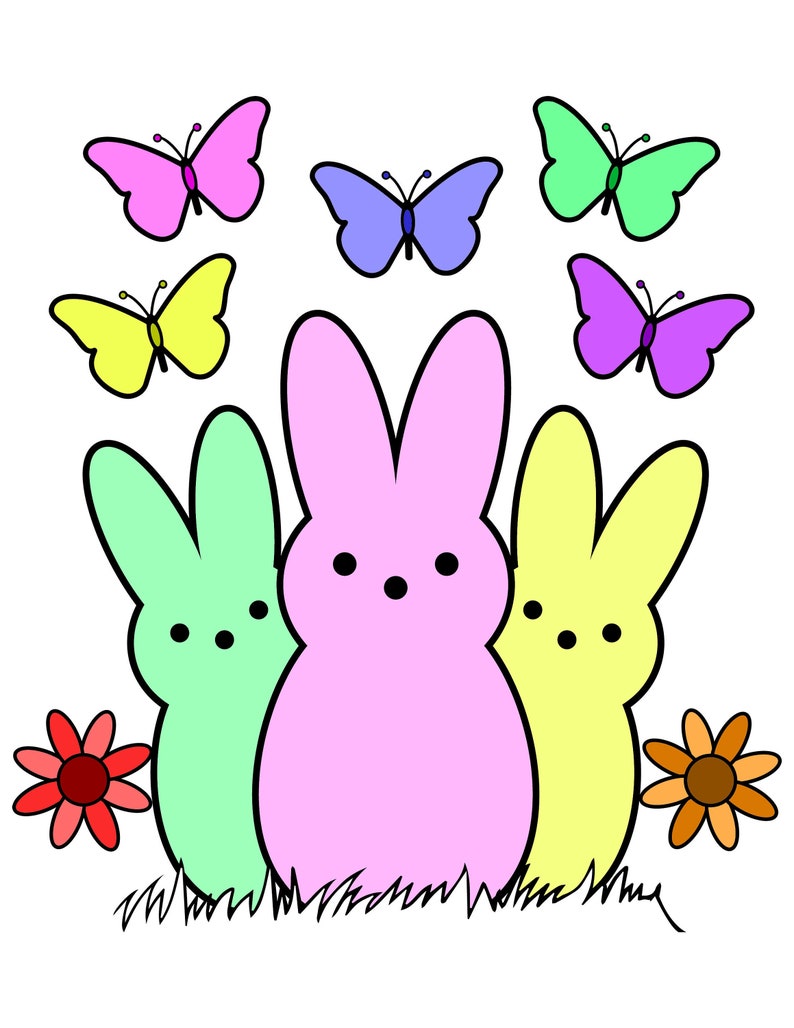 Easter Coloring Pages Printable / Easter Bunny / Digital Download / Peeps Coloring Page / Easter Activities / Easter Coloring Book image 3