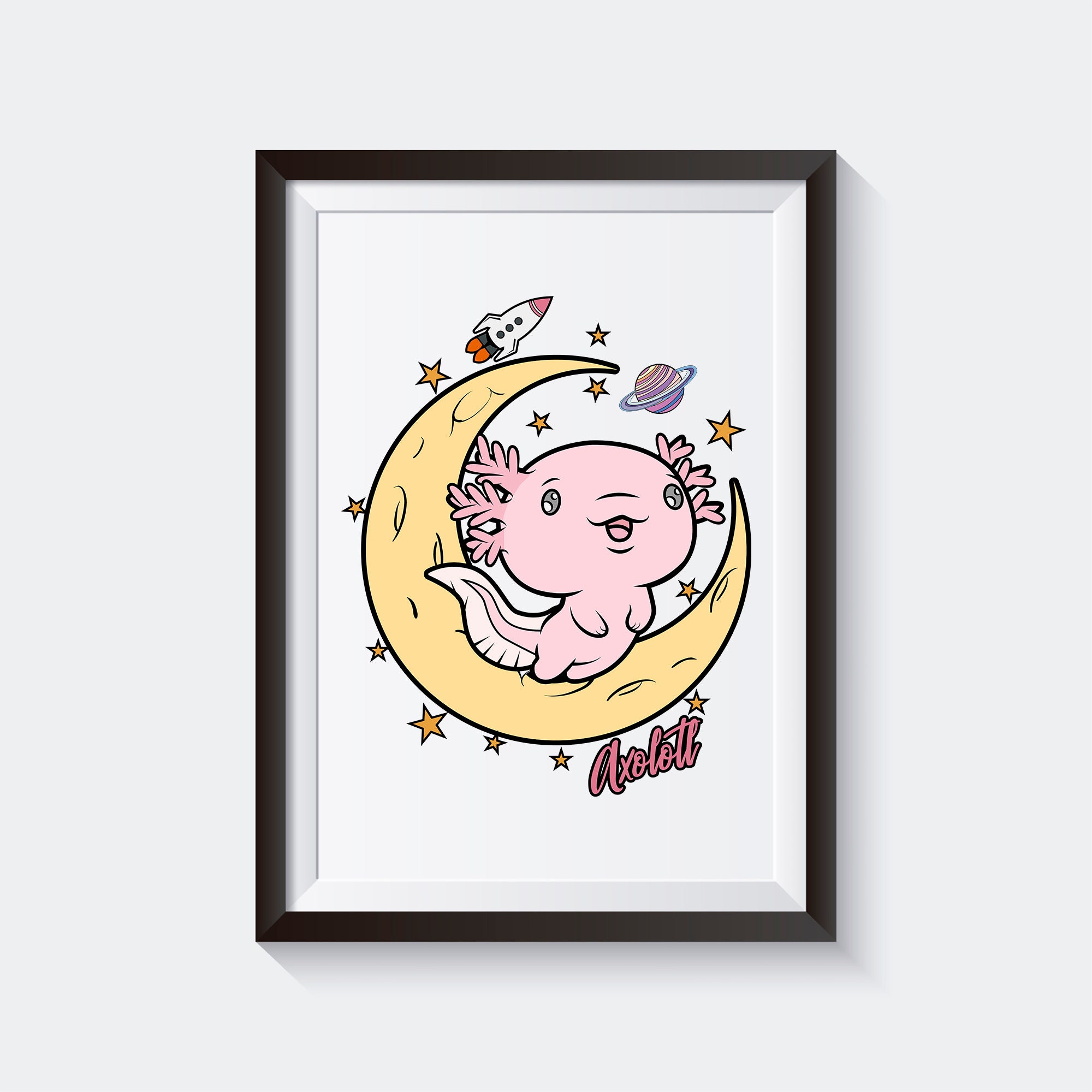 Cute Axolotl Coloring Page / Digital Download / Axolotls Kawaii Kids
