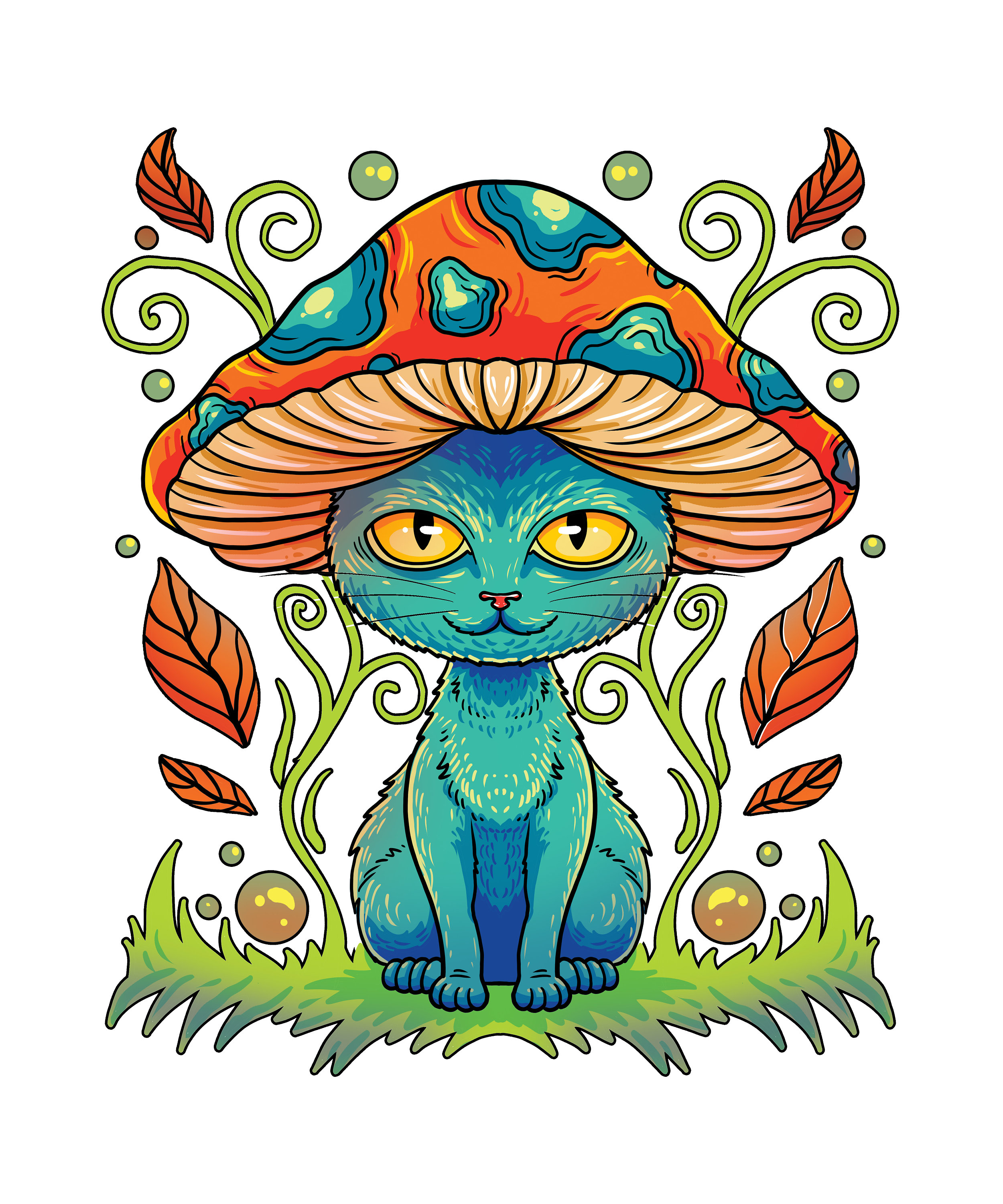 Mushroom Cat Coloring Page / Digital Download / Goblincore Cat PDF ...