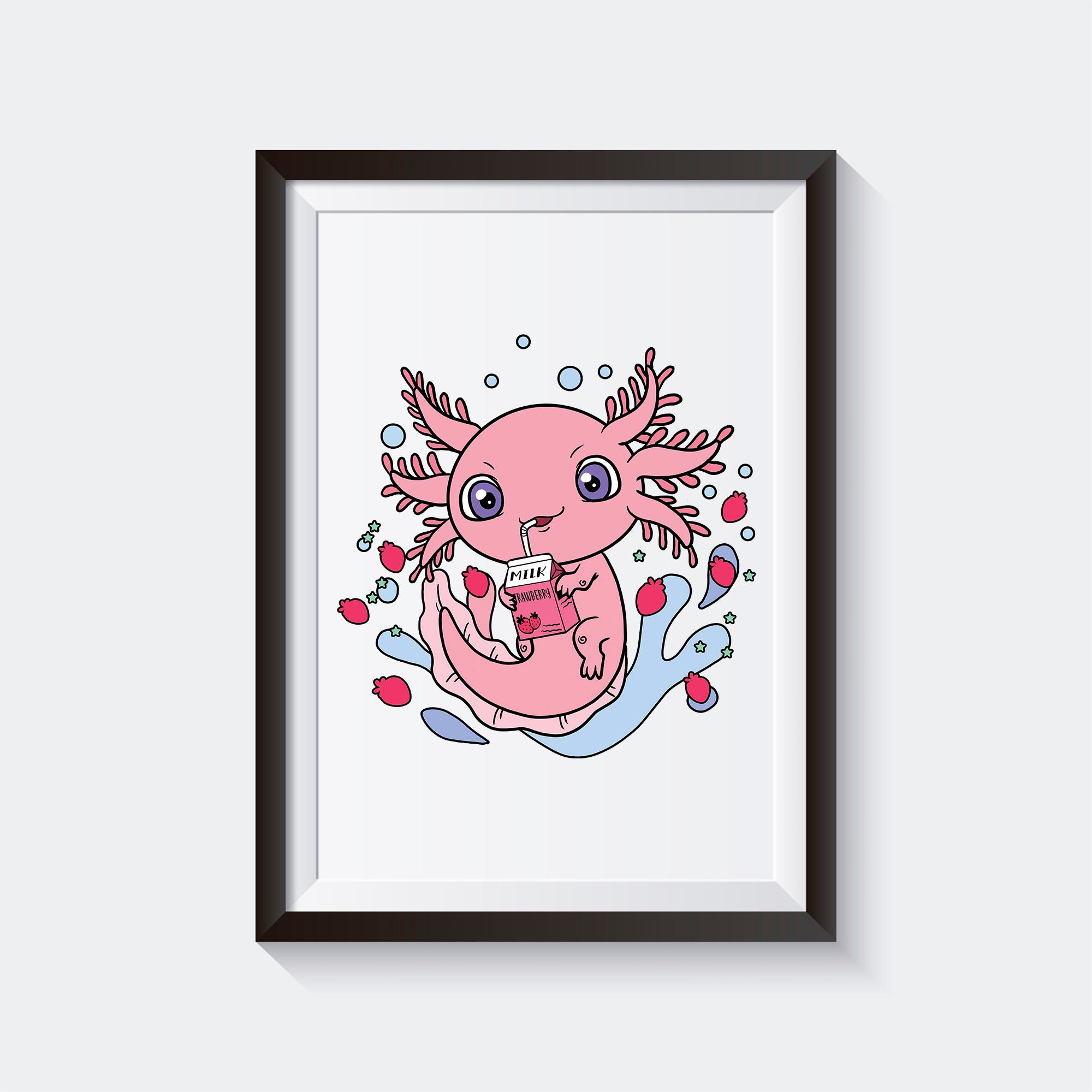Cute Axolotl Coloring Page / Digital Download / Axolotls Kawaii Kids