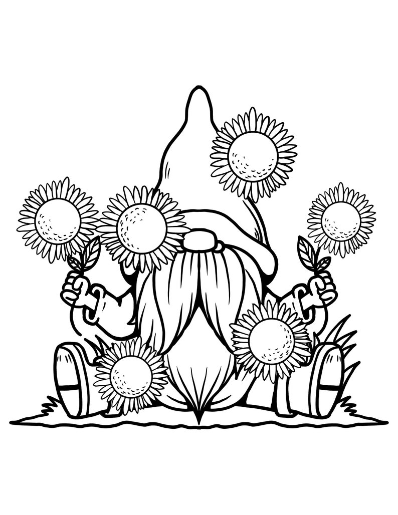 Sunflower Gnome Coloring Page - Il 794xN.3948594695 Dy7n