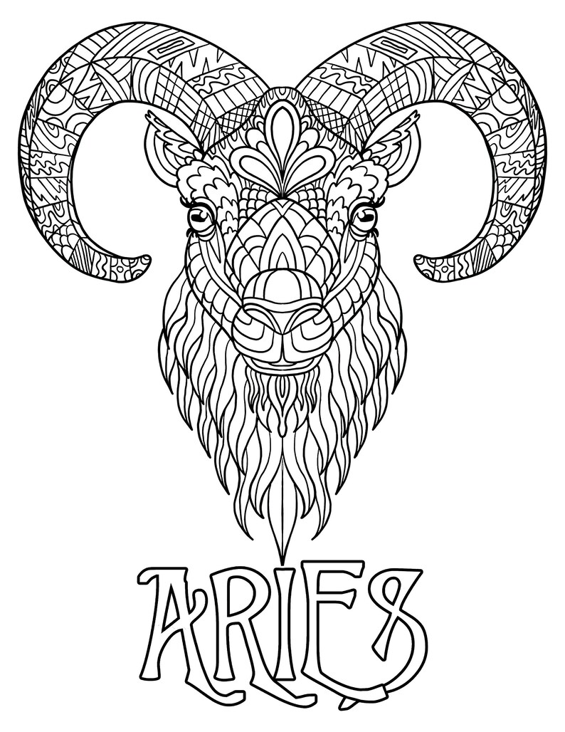 Aries Coloring Page / Digital Download / Printable Astrological Sign