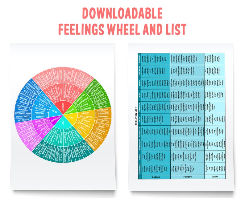 Emotions Wheel Digital Download / Feelings Wheel PDF/ Printable ...