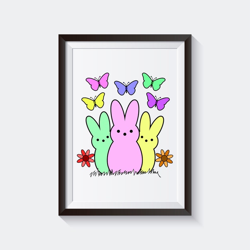 Easter Coloring Pages Printable / Easter Bunny / Digital Download / Peeps Coloring Page / Easter Activities / Easter Coloring Book image 4