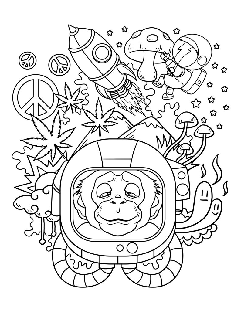 Trippy Hippie Coloring Page / Weeds Printable PDF / Digital - Etsy