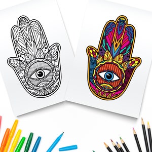 Hamsa Hand Coloring Page / Digital Download / Printable Jewish Art PDF ...
