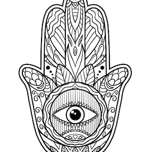 Hamsa Hand Coloring Page / Digital Download / Printable Jewish - Etsy