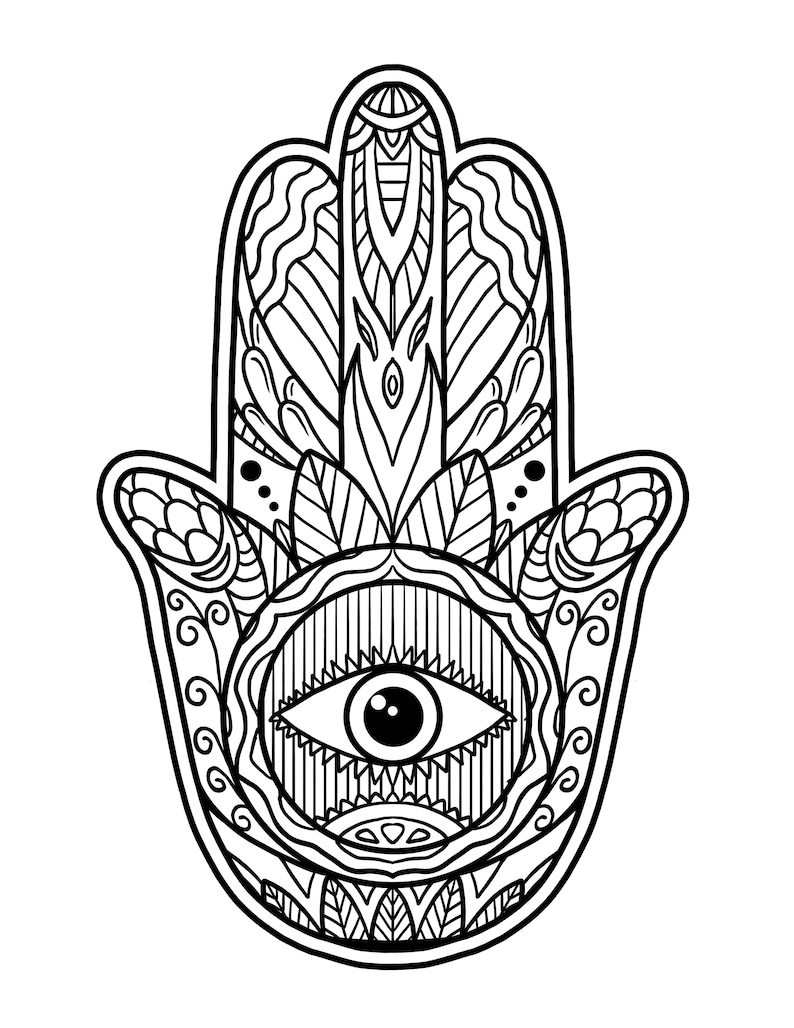 Hamsa Hand Coloring Page / Digital Download / Printable Jewish - Etsy