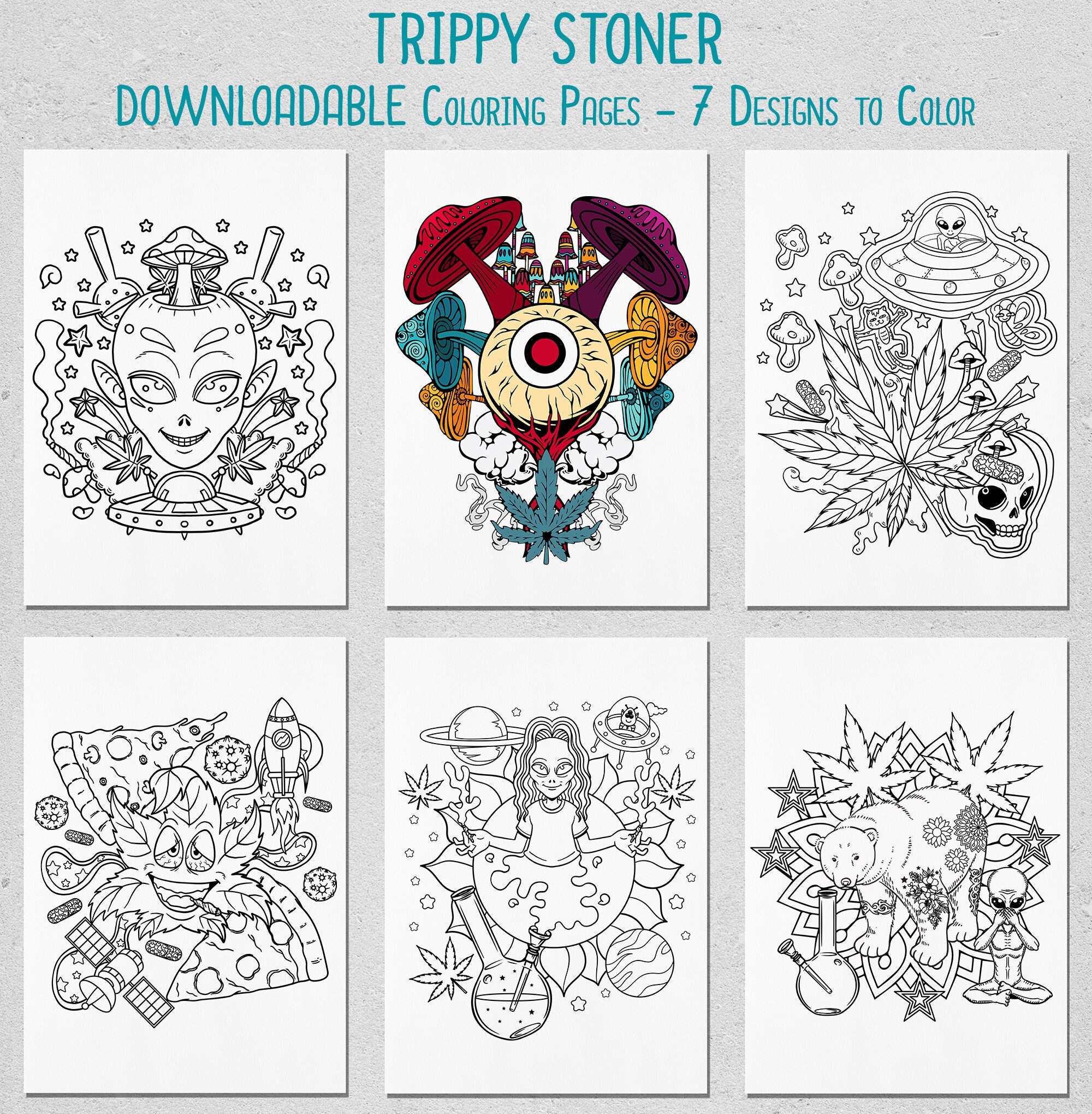 10 Stoner Coloring Pages for Adults, Funny Trippy Coloring Book, Mindful  Zendoodle Coloring, Stoner Coloring Book 