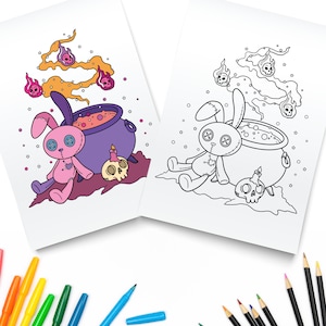 Pastel Goth Coloring Pages / Creepy Kawaii  / Creepy Cute Kawaii Coloring Pages / Digital PDF Download