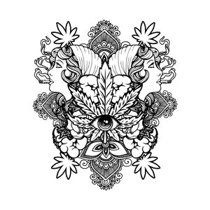 Woman Stoner Printable PDF / Hippie Girl / Digital Download / Trippy Stoner Coloring Page