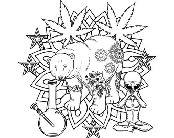Trippy Stoner Printable Coloring Pages / Digital Download / Etsy