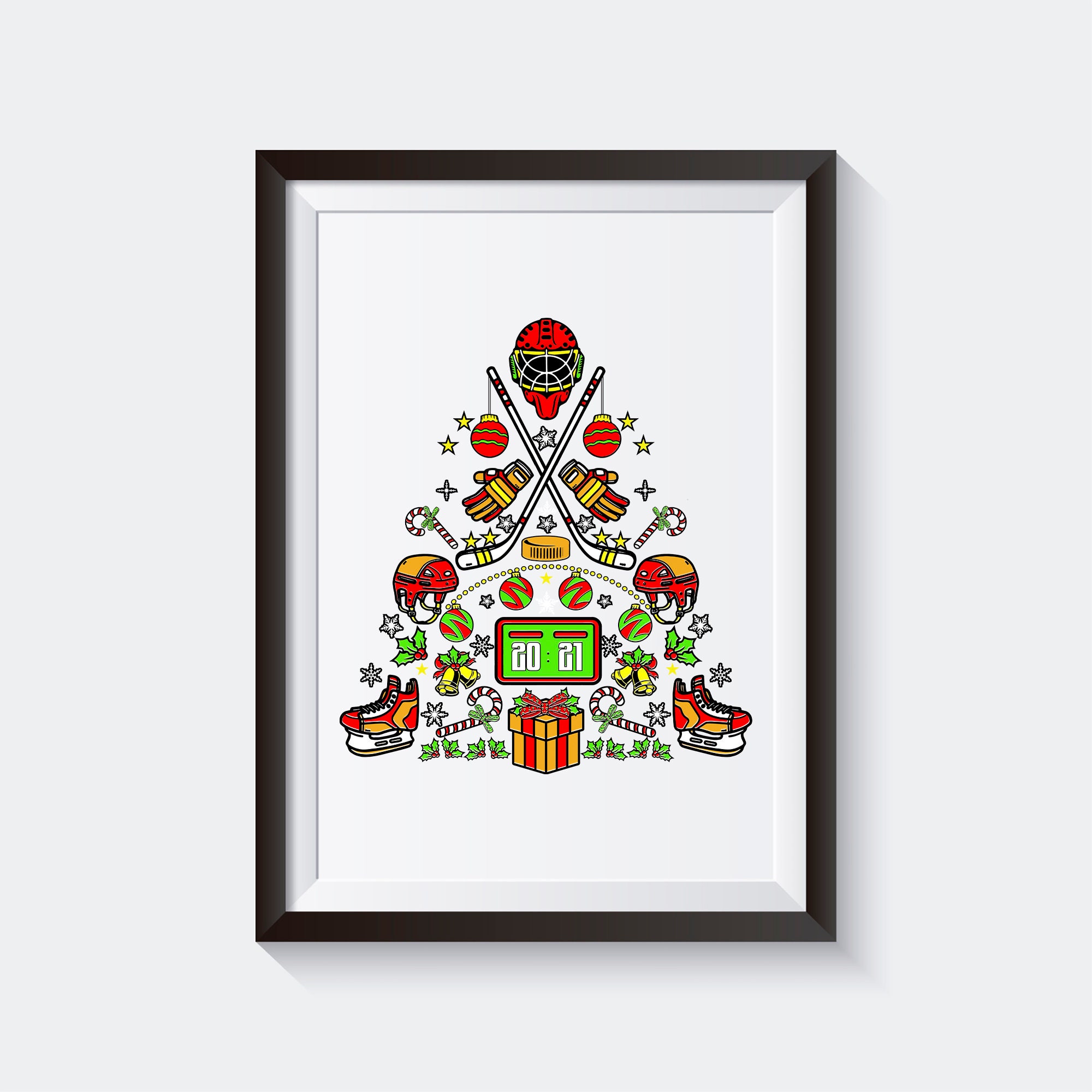 Printable Hockey Christmas Tree / Digital Download / Christmas Coloring Page / Hockey Lovers ...