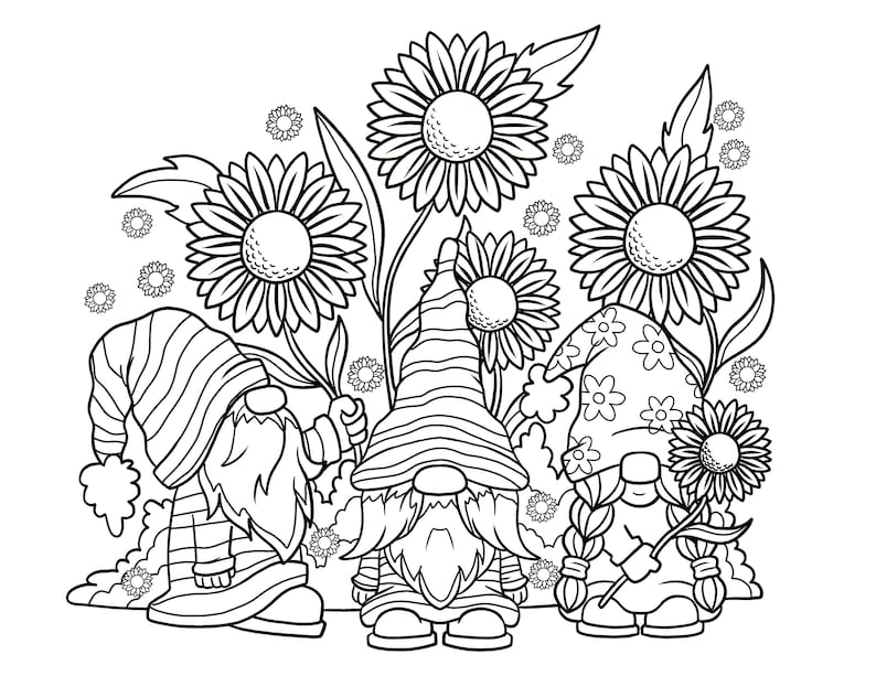 Gnomes Coloring Page Sunflower - Il 794xN.4644665654 Fp9m 