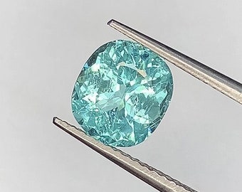 2.46 CT Stunning Paraiba Color Tourmaline, Cushion Shaped Faceted Gemstone, Loose Gemstone For Jewelry Making, October Birthstone