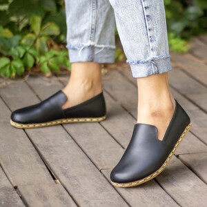 Grounding Shoes Women Barefoot Shoes Women Earthing Shoe Leather Sole Copper Earthing Grounded Shoe All Leather Shoes Black Etsy UK