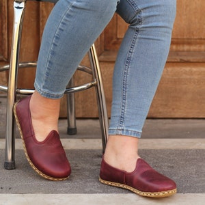 Earth Shoe Grounding Shoe, Leather Shoes Women, Crazy Burgundy image 1