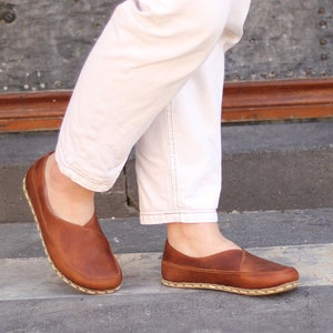 Aardingsschoenen Dames, Aardeschoen Bruine leren schoenen dames, nieuw Crazy Brown afbeelding 1