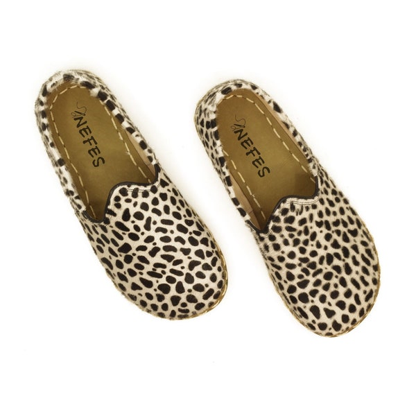 Leopard Barefoot Shoes Women | Handmade Grounding Shoes | All Leather Shoe