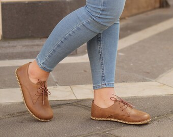 Grounding Shoes Women,  Earth Shoe | Barefoot Shoes & Copper Rivet | Handmade Grounding | Matte Brown