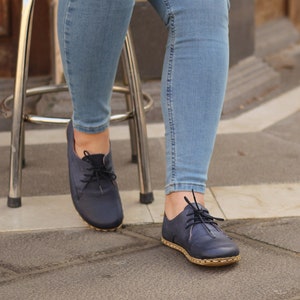 Grounding Shoe | Barefoot Shoes Women | Oxford Shoes Women | Crazy Navy Blue