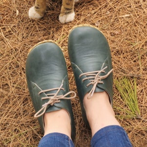 Barefoot Shoe Woman, Grounding Shoe, Earthing Shoes Copper, All leather shoes, Minimalistic shoes, Genuin leather shoes, Toledo Green