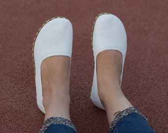 Gounding Shoes White  | Women Copper Barefoot Shoes | Wide Toe Box Shoes Women | White