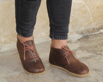 Handmade Boots Men, Barefoot, Classic Crazy Brown