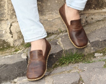 Chaussure Terre | Sabot de mise à la terre | Chaussures Grounded Hommes | Chaussures pieds nus Hommes | Chaussures de mise à la terre Hommes | Marron classique fou