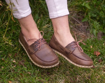 Grounding Sandal Woman, Grounding Shoe, Barefoot Oxford Shoe Woman, Wide Toe Box Shoe  | Crazy Classic Brown