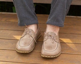 Zapatos descalzos para hombres, minimalistas personalizados, zapatos de cuero hechos a mano, cobre de zapato de puesta a tierra, zapato de puesta a tierra / visión loca