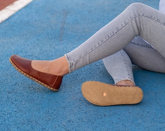 Zapato de puesta a tierra, Zapato de puesta a tierra mujer, Zapato de mujer descalzo, Zapato de puesta a tierra / Tornado Brown