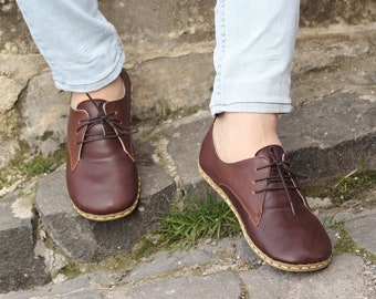 Grounding Shoe Copper, Grounding Shoes Men, Wide Toe Box,Leather Sole, Bitter Brown