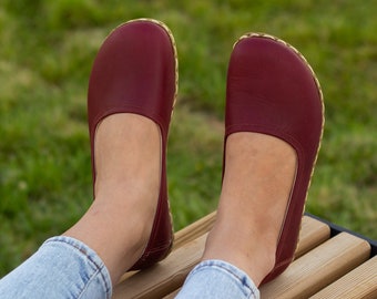 Barfußschuh Damen, Erdungsschuhe Damen Kupfer | Erdungsschuhe | Barfußschuhe Damen | Crazy Burgundy