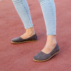 Earthing Shoes, Barefoot Shoe Woman | Moccasins Women Earth Shoe | Barefoot Shoes Women | Grounding Shoes Women Earthing | Gray Nubuck