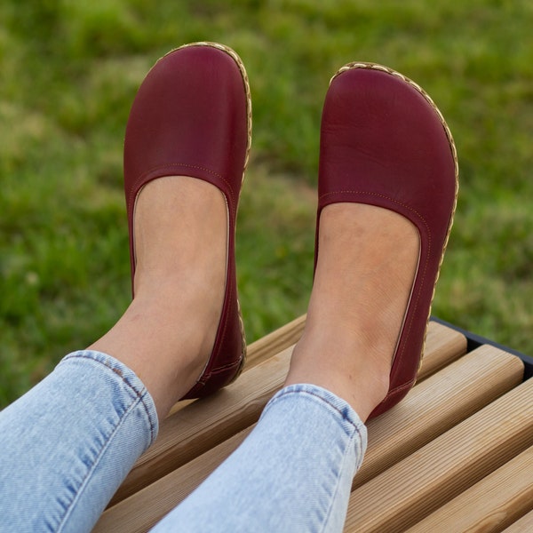 Barefoot Shoe Woman, Earthing Shoes Women Copper | Grounding Earthing Shoes | Barefoot Shoes Women | Crazy Burgundy