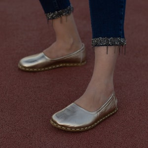 Gold Shoes For Women | Leather Shoes Women | Gold Evening Shoes | Grounding Shoes Earthing | Barefoot Shoes Women | Gold