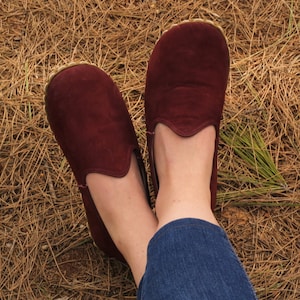 Grounding Shoes With Copper, For Women, Classic Burgundy Nubuck