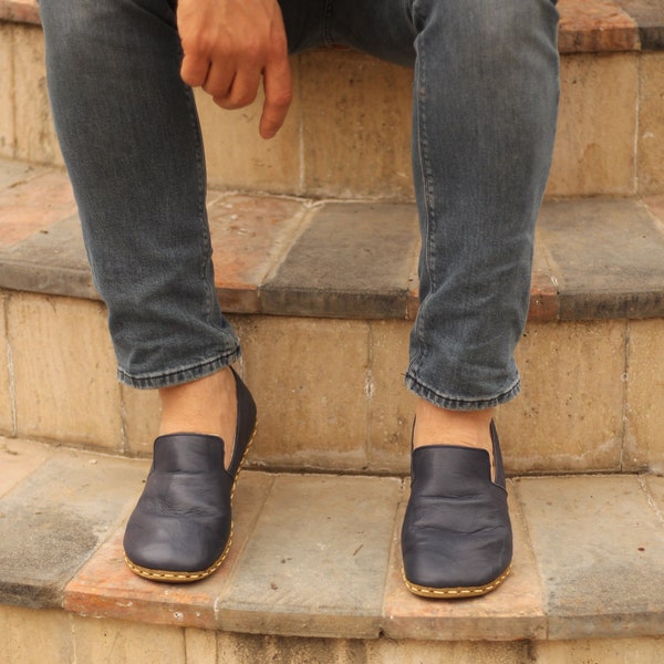 Earth Shoe | Grounding Shoes Men | Barefoot Shoes Men | Grounding Shoe Copper | Navy Blue