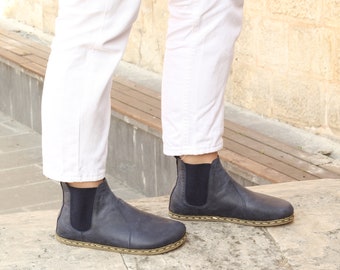 Women Chelsea Boots | Women Barefoot Boots | Wide Toe Box Chelsea | Crazy Navy Blue